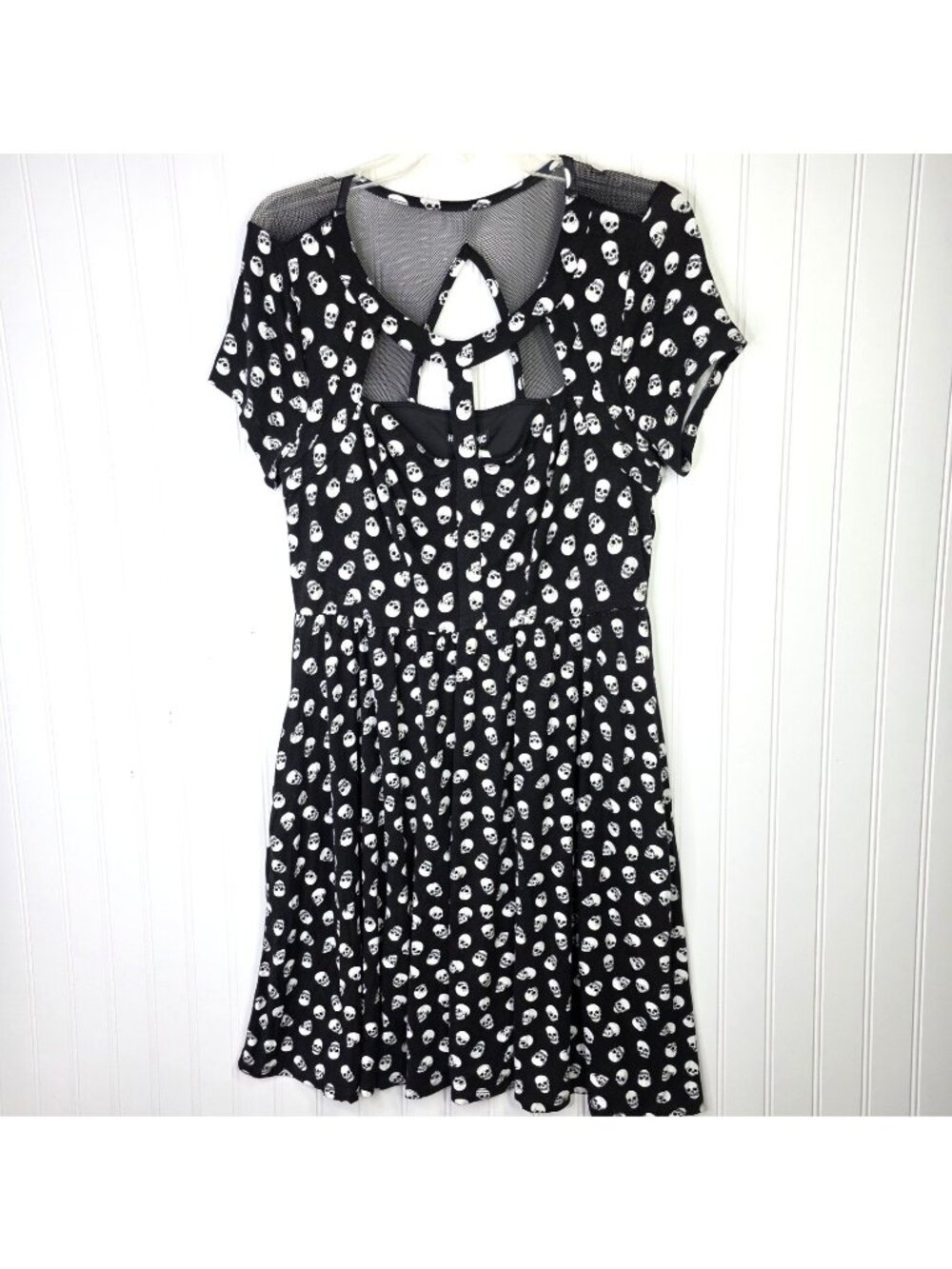 Hot Topic Skull Dress Large Black Cutout Mesh Goth Punk Grunge Witchy Halloween